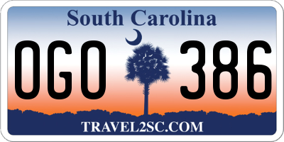 SC license plate OGO386