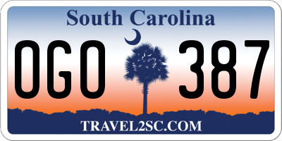 SC license plate OGO387