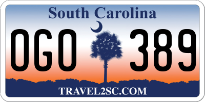 SC license plate OGO389