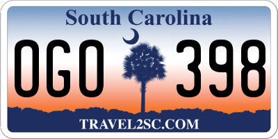 SC license plate OGO398