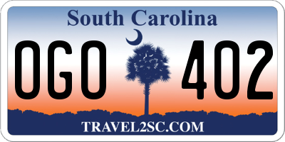 SC license plate OGO402