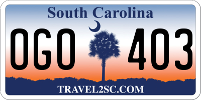SC license plate OGO403