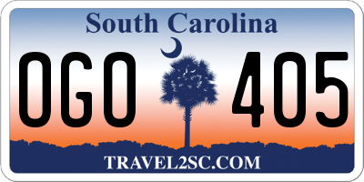 SC license plate OGO405