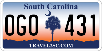SC license plate OGO431
