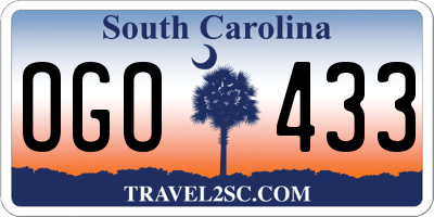 SC license plate OGO433