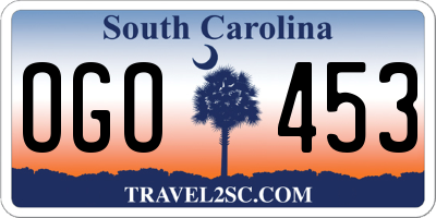 SC license plate OGO453