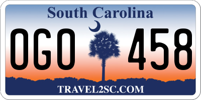 SC license plate OGO458