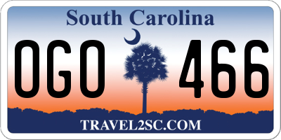 SC license plate OGO466