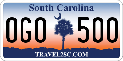 SC license plate OGO500