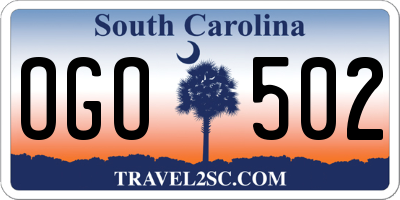 SC license plate OGO502