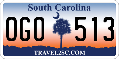 SC license plate OGO513