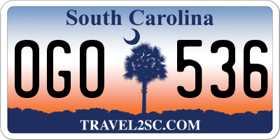 SC license plate OGO536