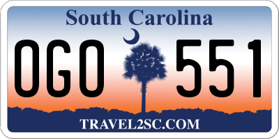 SC license plate OGO551