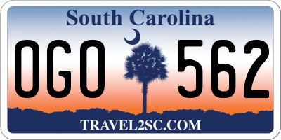 SC license plate OGO562