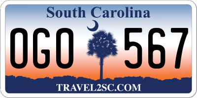 SC license plate OGO567