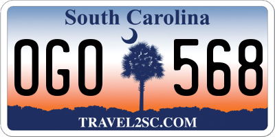 SC license plate OGO568