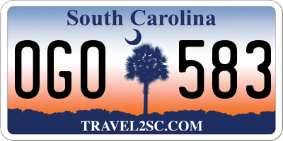 SC license plate OGO583