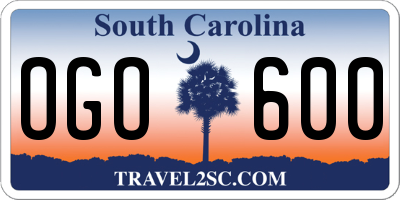 SC license plate OGO600