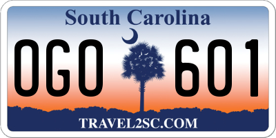SC license plate OGO601