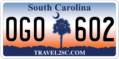SC license plate OGO602