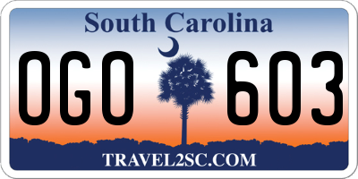 SC license plate OGO603