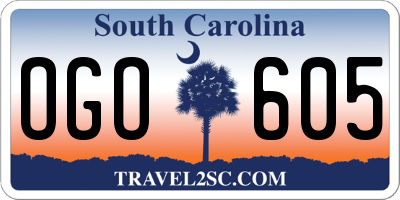 SC license plate OGO605