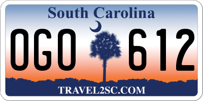 SC license plate OGO612