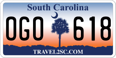 SC license plate OGO618