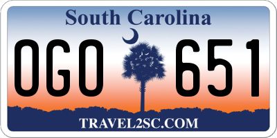 SC license plate OGO651