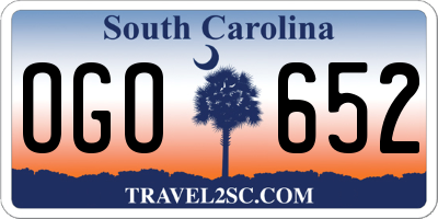 SC license plate OGO652