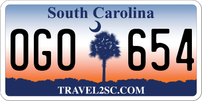 SC license plate OGO654