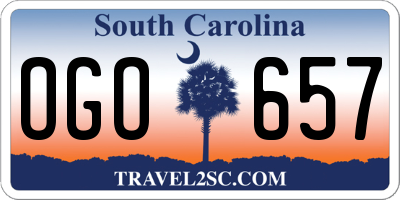 SC license plate OGO657