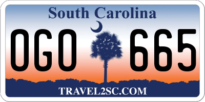 SC license plate OGO665