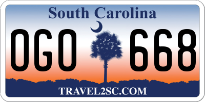 SC license plate OGO668