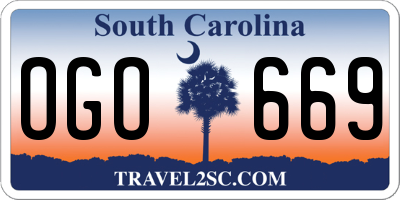 SC license plate OGO669