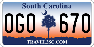 SC license plate OGO670