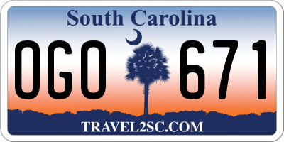 SC license plate OGO671