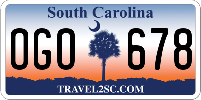 SC license plate OGO678