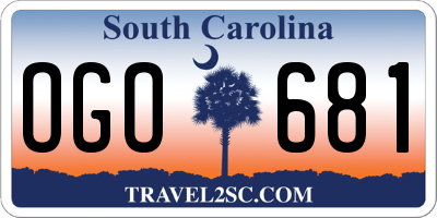 SC license plate OGO681