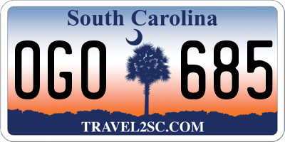 SC license plate OGO685