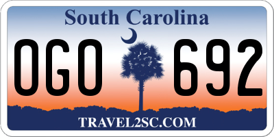 SC license plate OGO692