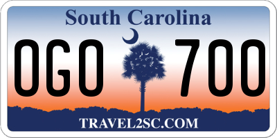 SC license plate OGO700