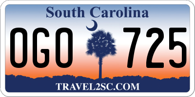 SC license plate OGO725