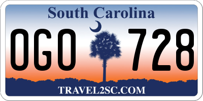 SC license plate OGO728