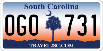 SC license plate OGO731