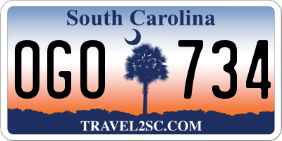 SC license plate OGO734