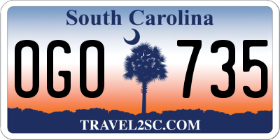 SC license plate OGO735