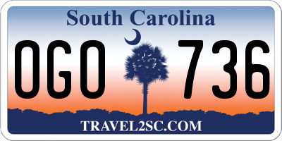 SC license plate OGO736