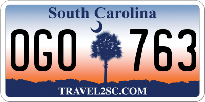 SC license plate OGO763