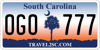 SC license plate OGO777